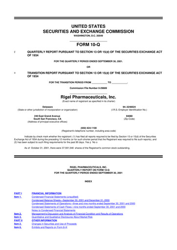 Thumbnail Rigel Pharmaceuticals 10-Q Quarterly Report FY 