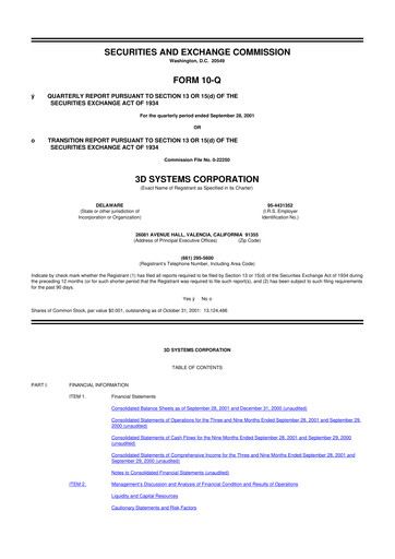 Thumbnail 3D Systems 10-Q Quarterly Report FY 