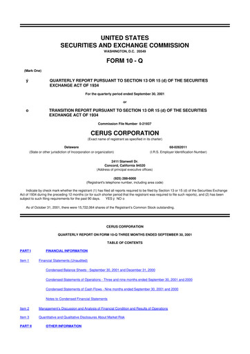 Thumbnail Cerus Corporation 10-Q Quarterly Report FY 