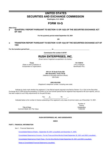 Miniature Rush Enterprises
 10-Q Rapport trimestriel  