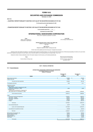 Thumbnail International Bancshares Corp 10-Q Quarterly Report FY 