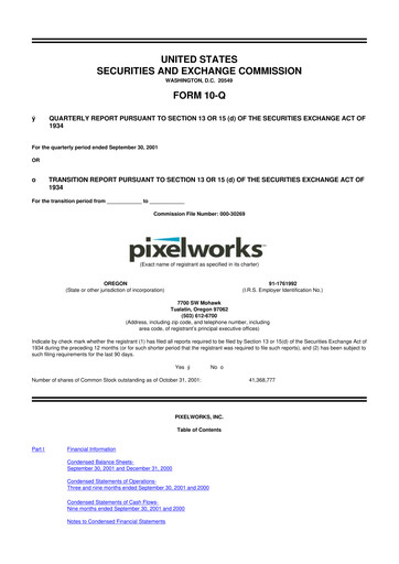 Miniature Pixelworks 10-Q Rapport trimestriel  