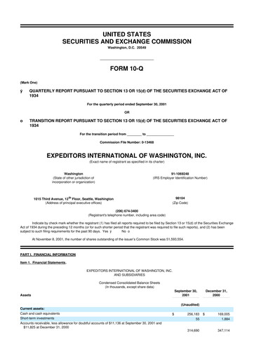 Thumbnail Expeditors International 10-Q Quarterly Report FY 