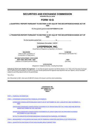 Miniature LivePerson 10-Q Rapport trimestriel  