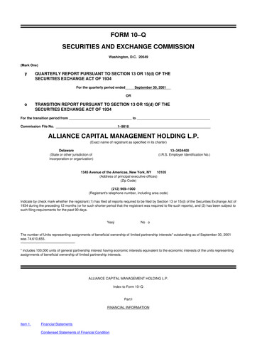 Thumbnail AllianceBernstein 10-Q Quarterly Report FY 