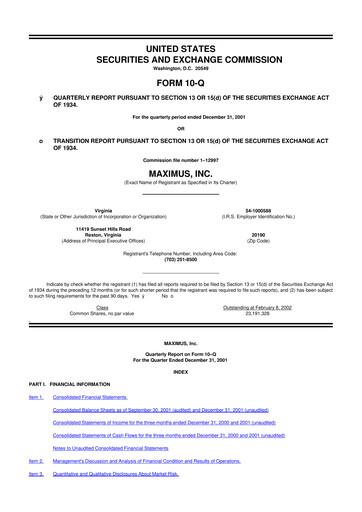 Thumbnail Maximus 10-Q Quarterly Report FY 