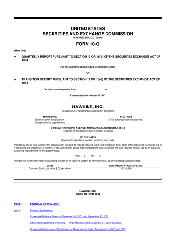 Thumbnail Hawkins 10-Q Quarterly Report FY 