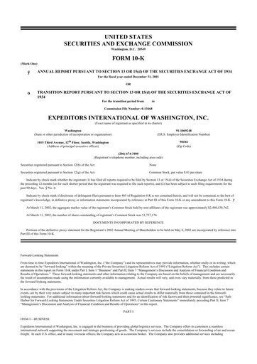 Miniature Expeditors International 10-K Rapport annuel 