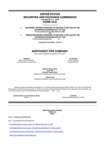 Thumbnail Northwest Pipe Company
 10-Q Quarterly Report FY 