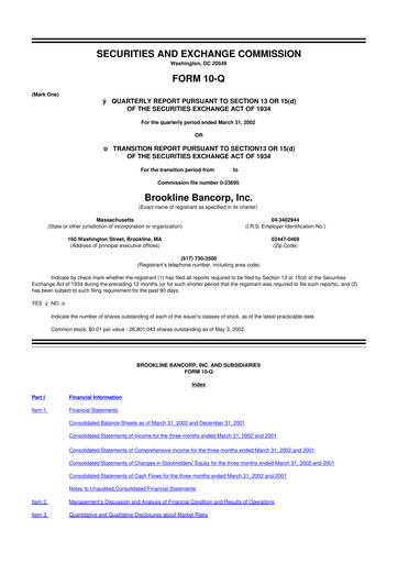 Thumbnail Brookline Bancorp 10-Q Quarterly Report FY 