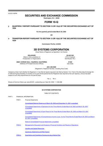 Thumbnail 3D Systems 10-Q Quarterly Report FY 