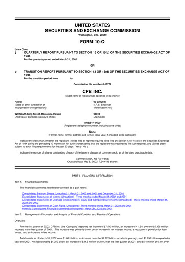 Thumbnail Central Pacific Financial 10-Q Quarterly Report FY 