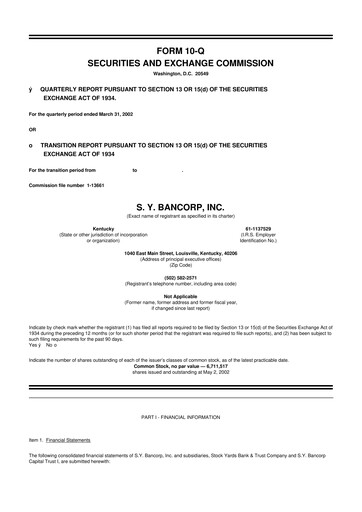 Thumbnail Stock Yards Bancorp 10-Q Quarterly Report FY 