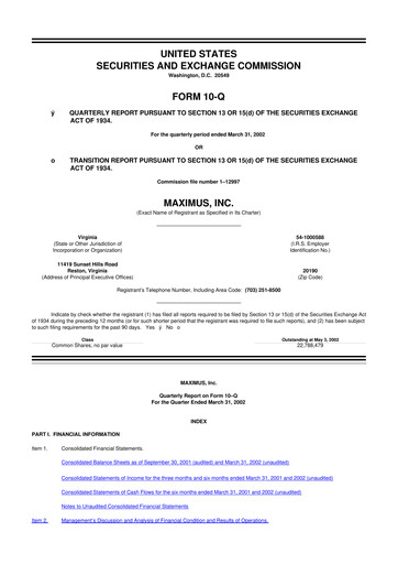 Thumbnail Maximus 10-Q Quarterly Report FY 