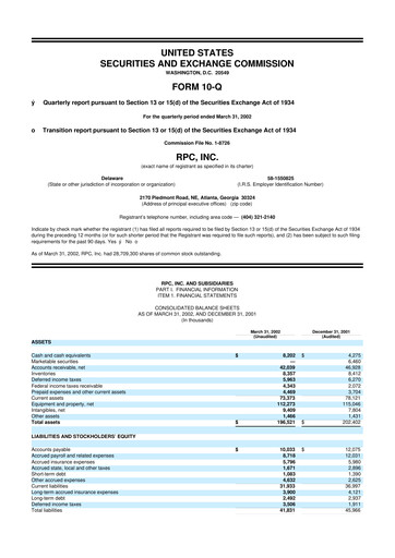 Thumbnail RPC, Inc. 10-Q Quarterly Report FY 