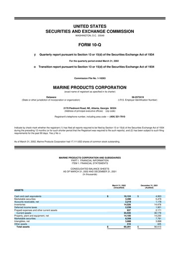 Miniature Marine Products Corporation 10-Q Rapport trimestriel  