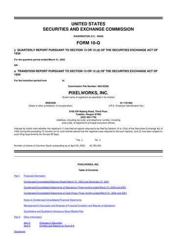 Miniature Pixelworks 10-Q Rapport trimestriel  