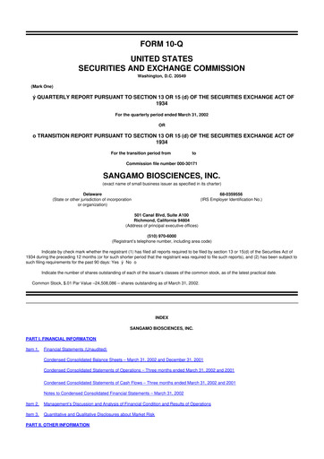 Thumbnail Sangamo Therapeutics
 10-Q Quarterly Report FY 