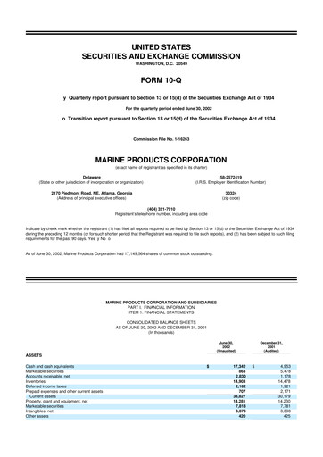 Miniature Marine Products Corporation 10-Q Rapport trimestriel  