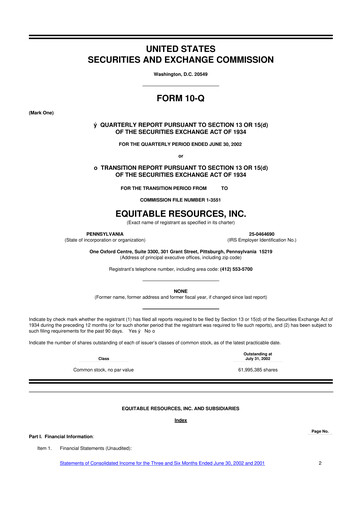 Vorschaubild EQT Corporation
 10-Q Quartalsbericht  