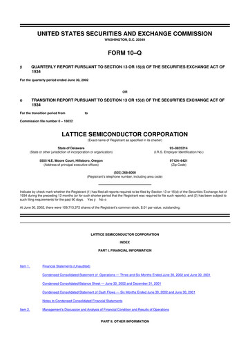 Vorschaubild Lattice Semiconductor 10-Q Quartalsbericht  