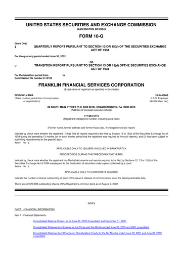 Thumbnail Franklin Financial Services Corporation 10-Q Quarterly Report FY 
