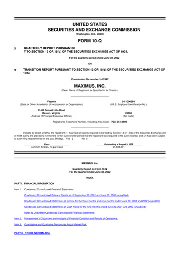 Thumbnail Maximus 10-Q Quarterly Report FY 