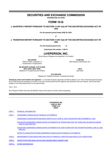 Miniature LivePerson 10-Q Rapport trimestriel  