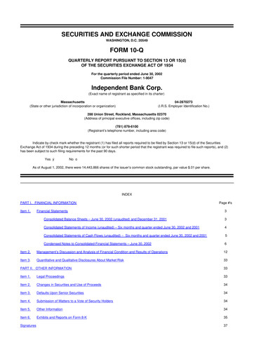 Miniature Independent Bank Corp. 10-Q Rapport trimestriel  