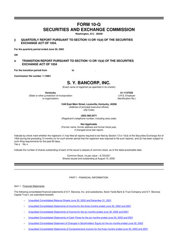 Thumbnail Stock Yards Bancorp 10-Q Quarterly Report FY 
