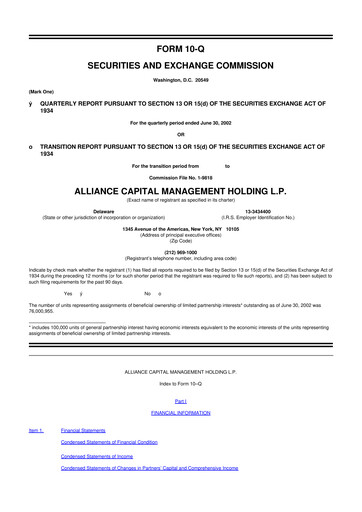 Thumbnail AllianceBernstein 10-Q Quarterly Report FY 