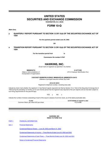 Thumbnail Hawkins 10-Q Quarterly Report FY 