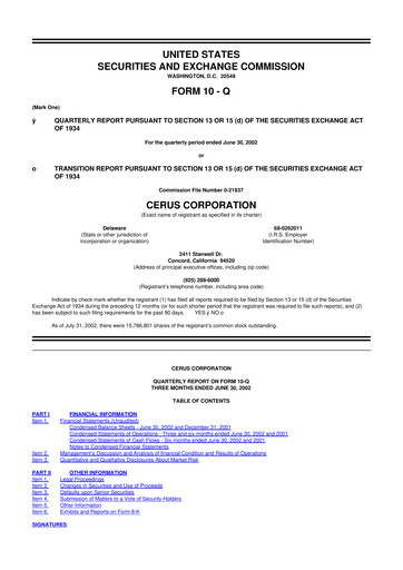 Thumbnail Cerus Corporation 10-Q Quarterly Report FY 