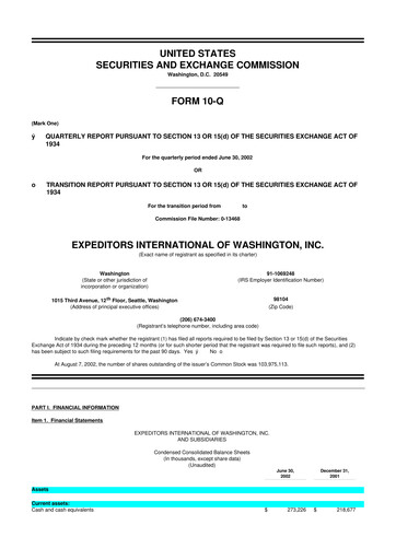 Thumbnail Expeditors International 10-Q Quarterly Report FY 
