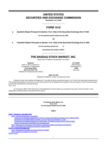 Thumbnail Nasdaq 10-Q Quarterly Report FY 