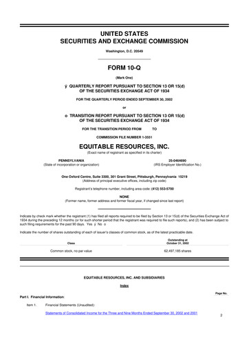 Vorschaubild EQT Corporation
 10-Q Quartalsbericht  