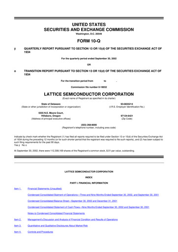 Vorschaubild Lattice Semiconductor 10-Q Quartalsbericht  