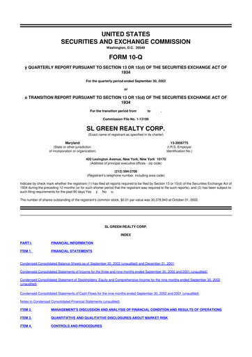 Thumbnail SL Green Realty
 10-Q Quarterly Report FY 