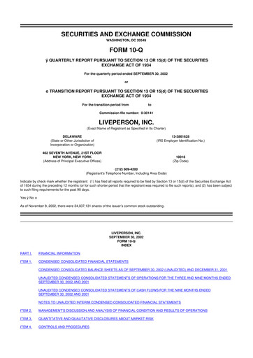 Miniature LivePerson 10-Q Rapport trimestriel  