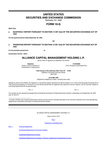 Thumbnail AllianceBernstein 10-Q Quarterly Report FY 