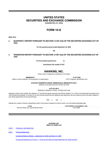 Thumbnail Hawkins 10-Q Quarterly Report FY 