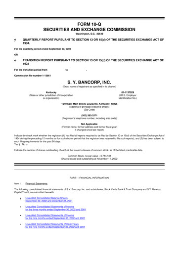 Thumbnail Stock Yards Bancorp 10-Q Quarterly Report FY 