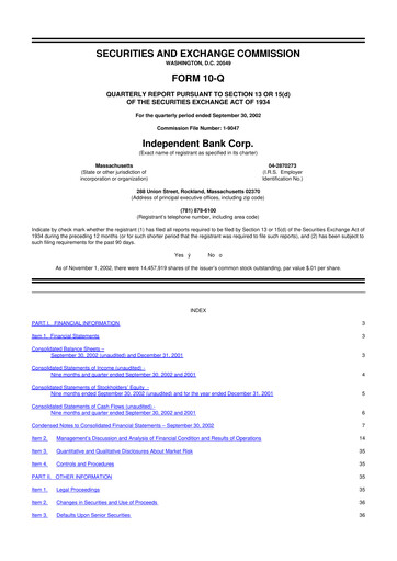 Miniature Independent Bank Corp. 10-Q Rapport trimestriel  