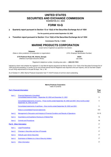 Miniature Marine Products Corporation 10-Q Rapport trimestriel  