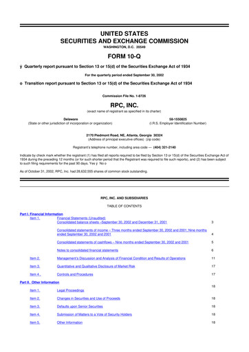 Thumbnail RPC, Inc. 10-Q Quarterly Report FY 
