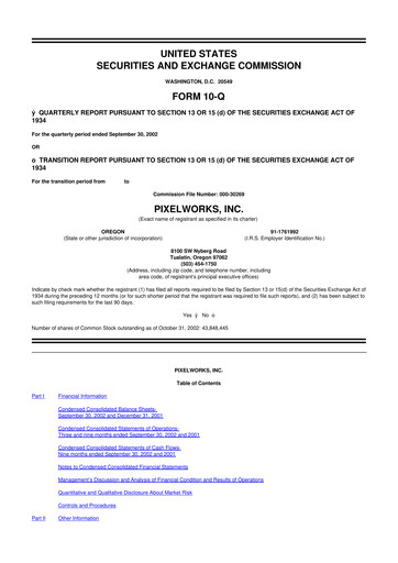 Miniature Pixelworks 10-Q Rapport trimestriel  