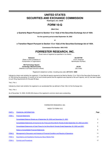 Vorschaubild Forrester Research
 10-Q Quartalsbericht  