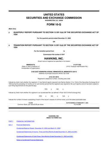 Thumbnail Hawkins 10-Q Quarterly Report FY 