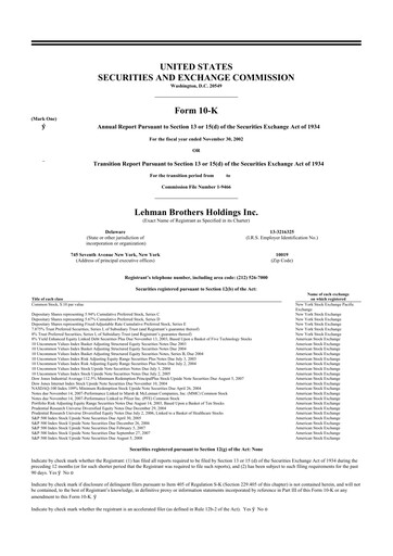 Vorschaubild Lehman Brothers 10-K Jahresbericht 