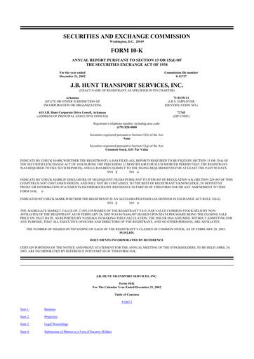 Thumbnail J. B. Hunt
 10-K Annual Report 